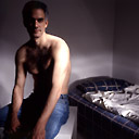 Mann am Bett, Model, Berlin 2000